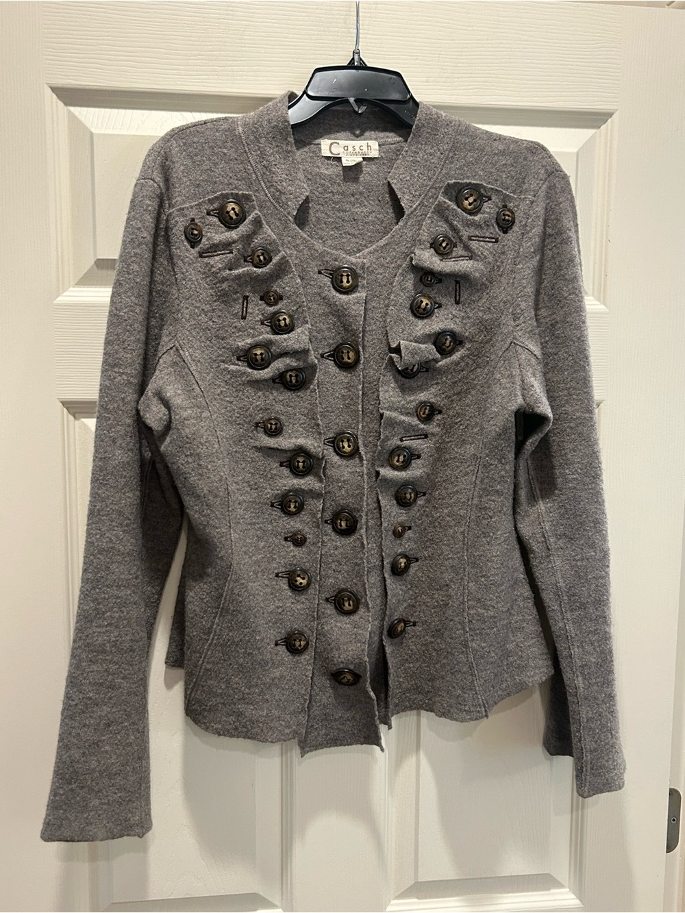 Casch. Anthropologie Gray Military-Style Button Front Women’s Cardigan